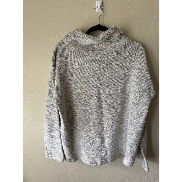 Eileen Fisher Black and White Cotton Cowl Neck Boucle Sweater Sz S - Picture 2 of 5